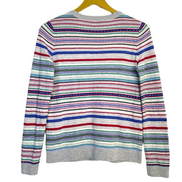 Talbots Fair Isle Cardigan Womens Petites PP Colorful Holiday Lambswool Nordic - Picture 2 of 7